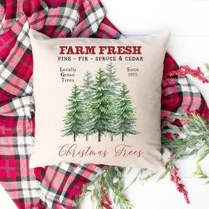 Christmas Pillow Cover, Christmas Trees, 16 inches, New, Made to Order